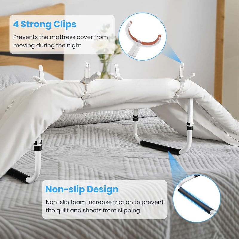 YaoFaFa Blanket Lifter for Feet - Blanket Lifters for Foot of Bed, Adjustable 20-29 Inch Height with 4 Non-Slip Clips, Multi-Use Bed Support for Enhanced Foot, Toe, Leg and Knee Comfort - Image 3